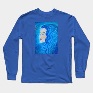 Woman with blue hair. Original painting. Long Sleeve T-Shirt